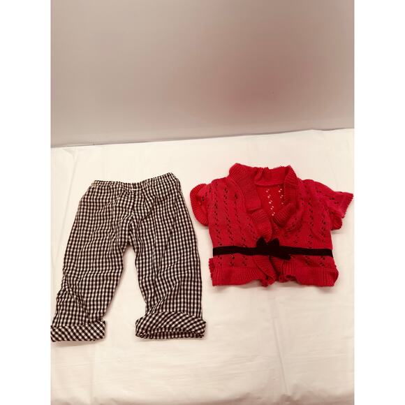 American Girl Bitty Baby Doll Pink Crochet Sweater and Black/White Pant Set RARE - Picture 2 of 7